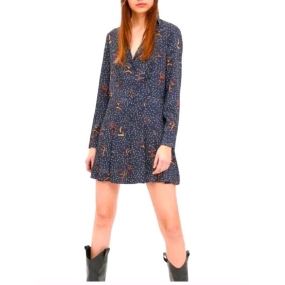 ZARA Mini Fit & Flare Dress Women's M Gymnast Print Polka Dots Satin Twee Boho